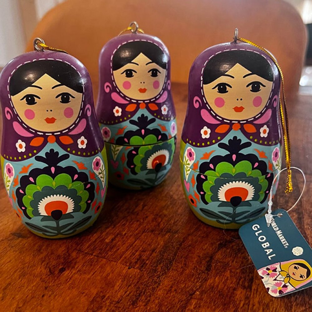 Russian Nesting Doll Ornament, Set of 3